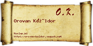 Orovan Káldor névjegykártya